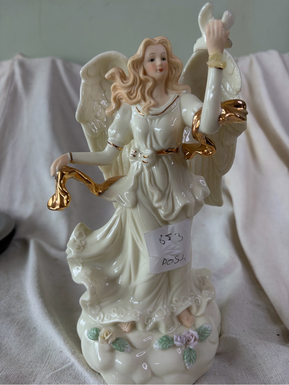 Porcelain Angel Figurine with Gold Accents